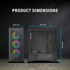 Ant Esports Chassis ICE 270G 6F with Glass Front Panel & 6 Fan - Black ( Chassis Without Power Supply )