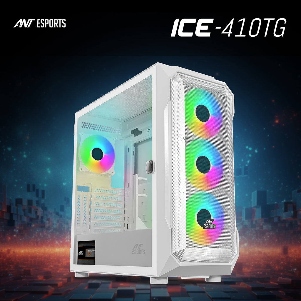 Ant Esports Chassis ICE-410TG White ( Without Power Supply )