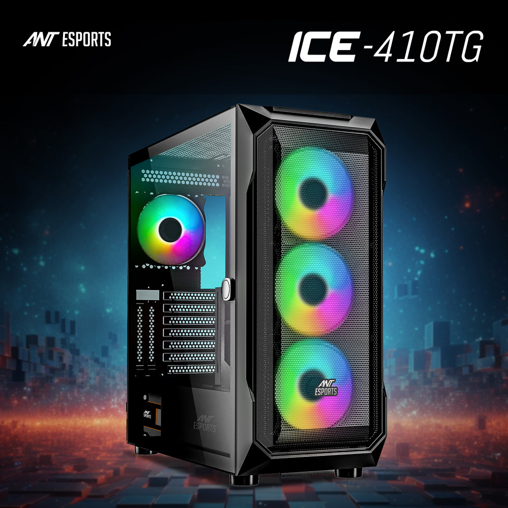 Ant Esports Chassis ICE-410TG Black ( Without Power Supply )