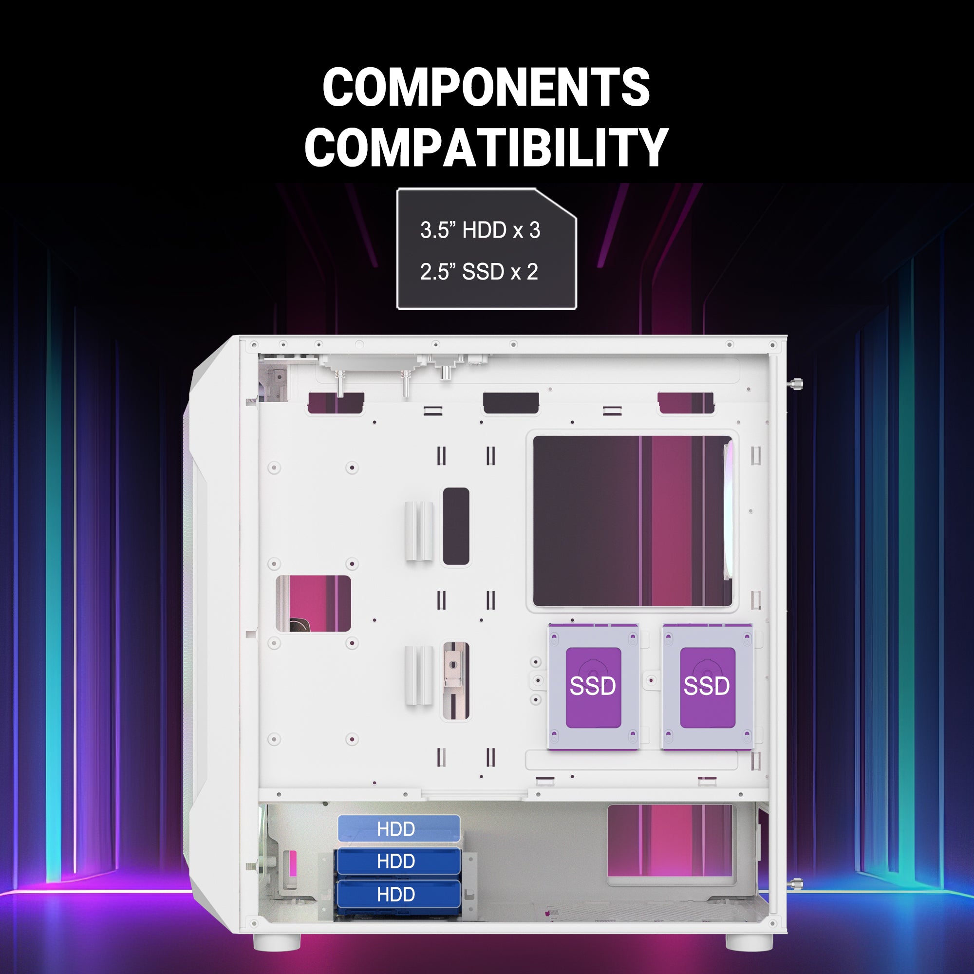 Ant Esports Chassis ICE-410TG White ( Without Power Supply )
