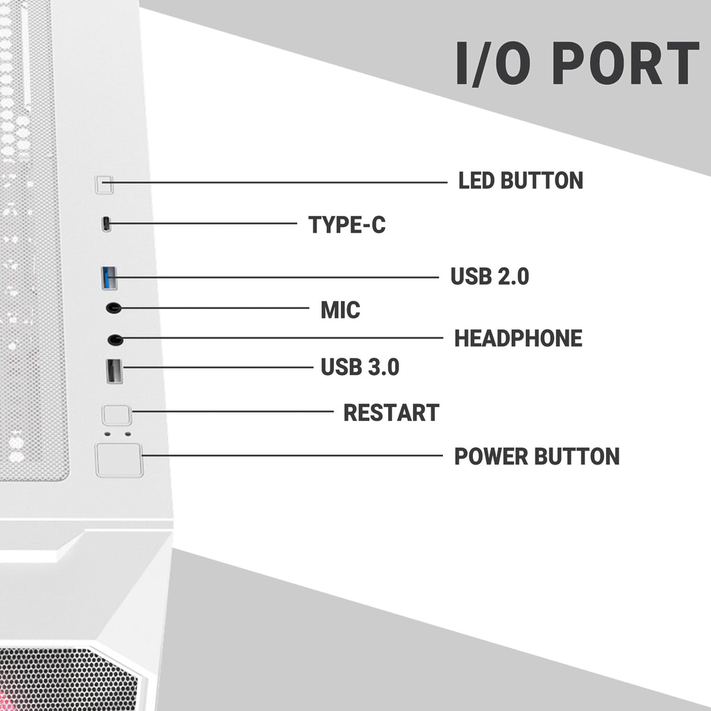 Ant Esports Chassis ICE-410TG White ( Without Power Supply )