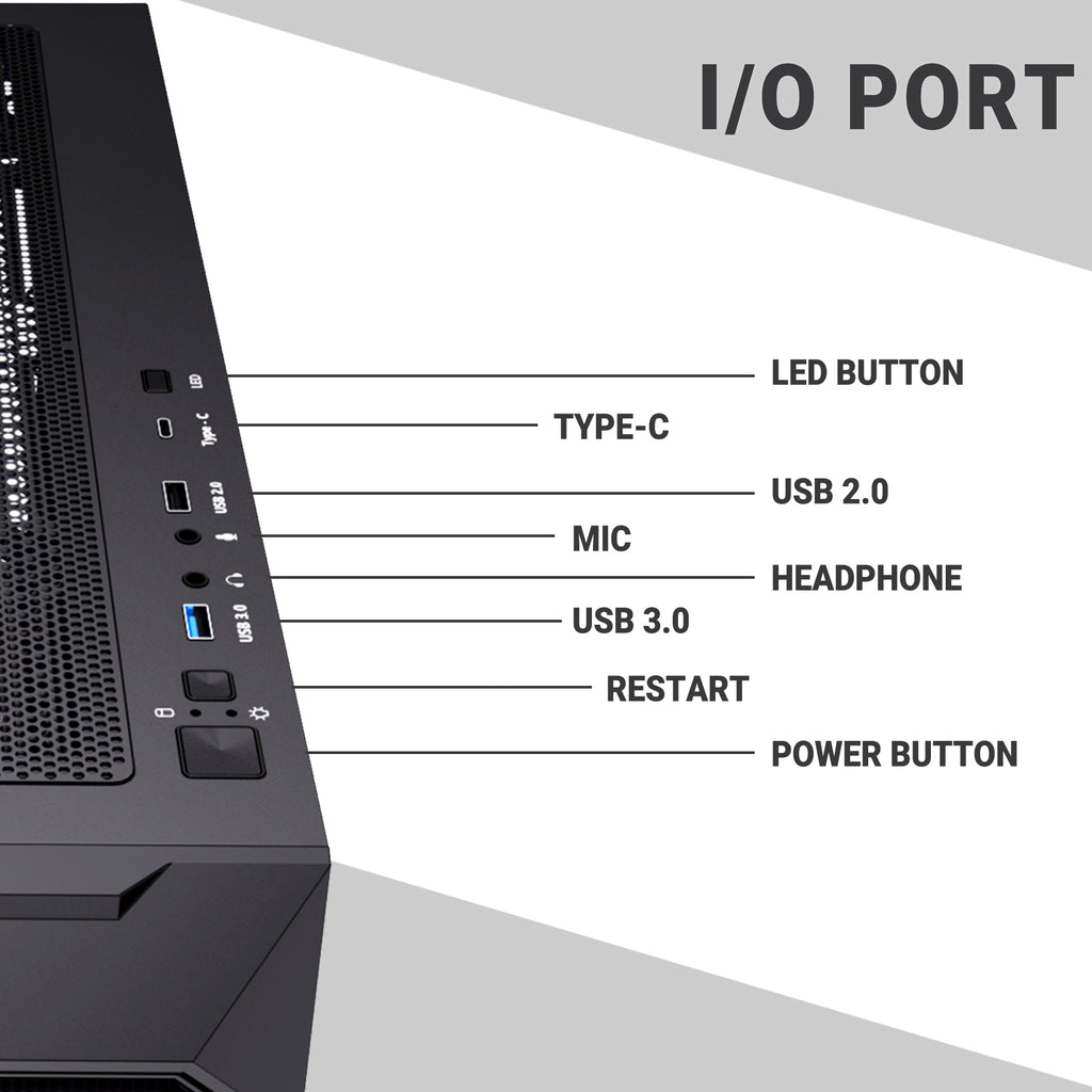 Ant Esports Chassis ICE-410TG Black ( Without Power Supply )