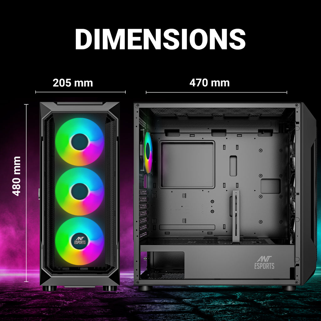 Ant Esports Chassis ICE-410TG Black ( Without Power Supply )