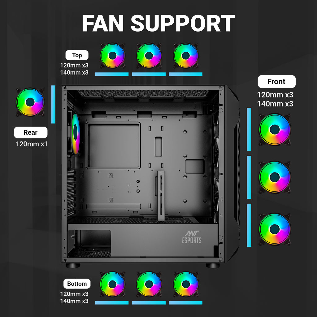 Ant Esports Chassis ICE-410TG Black ( Without Power Supply )
