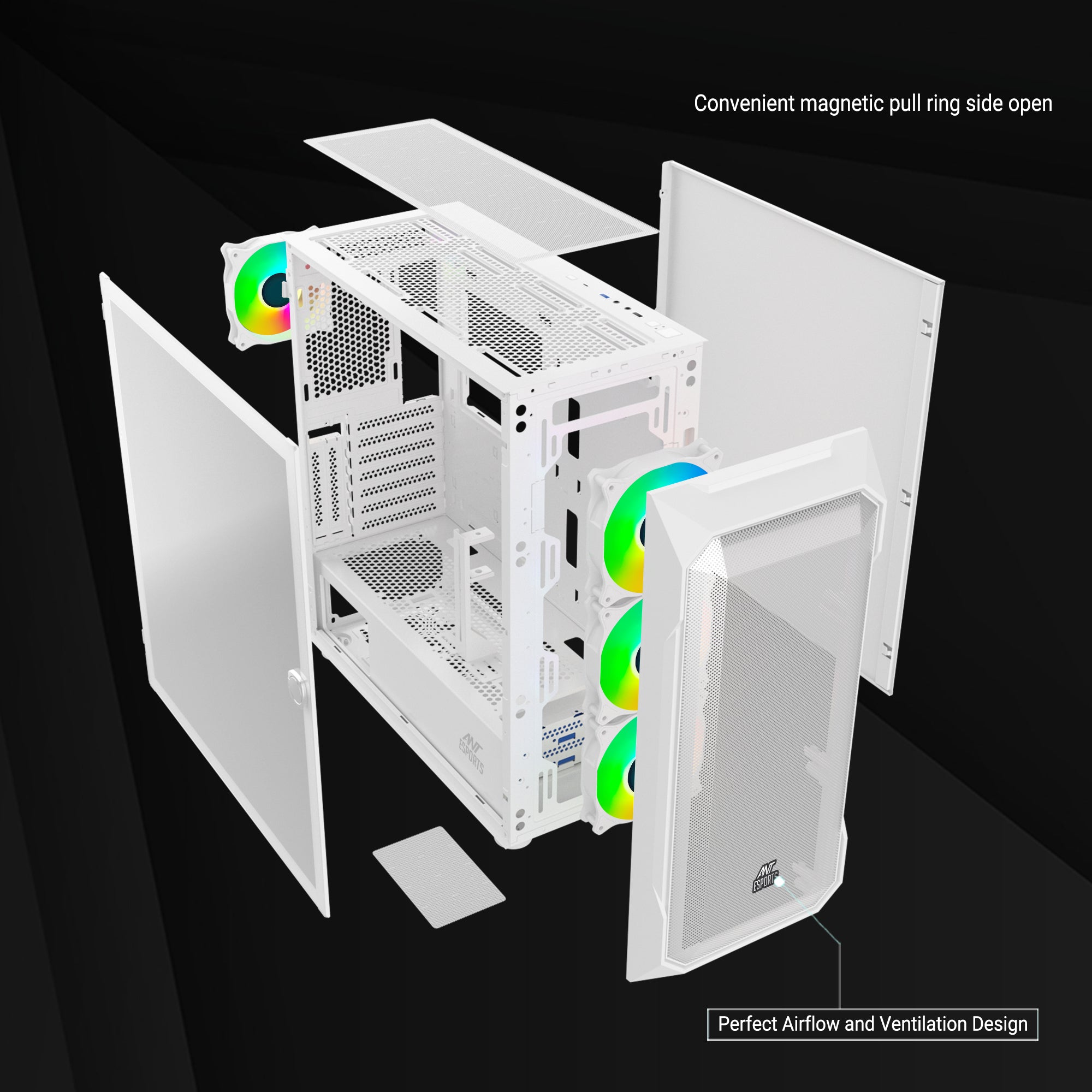Ant Esports Chassis ICE-410TG White ( Without Power Supply )
