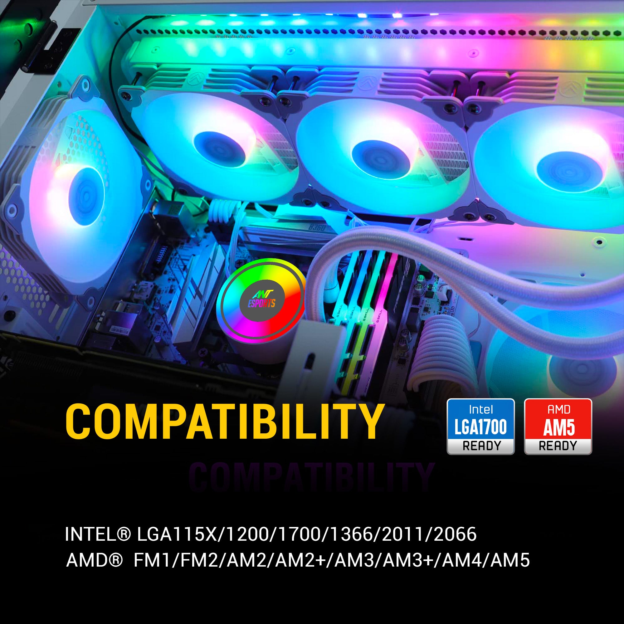 ANT ESPORTS Ice 360 ARGB 360mm CPU Liquid Cooler ( White )