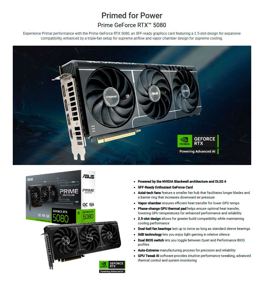 ASUS RTX 5080 16 GB PRIME