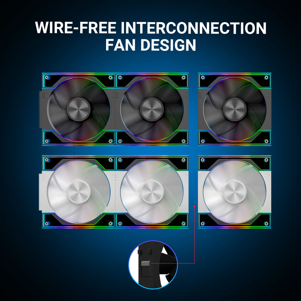 Ant Esports Quartzflow 3x120mm ARGB Revesible Stackable Black Case Fan Kit