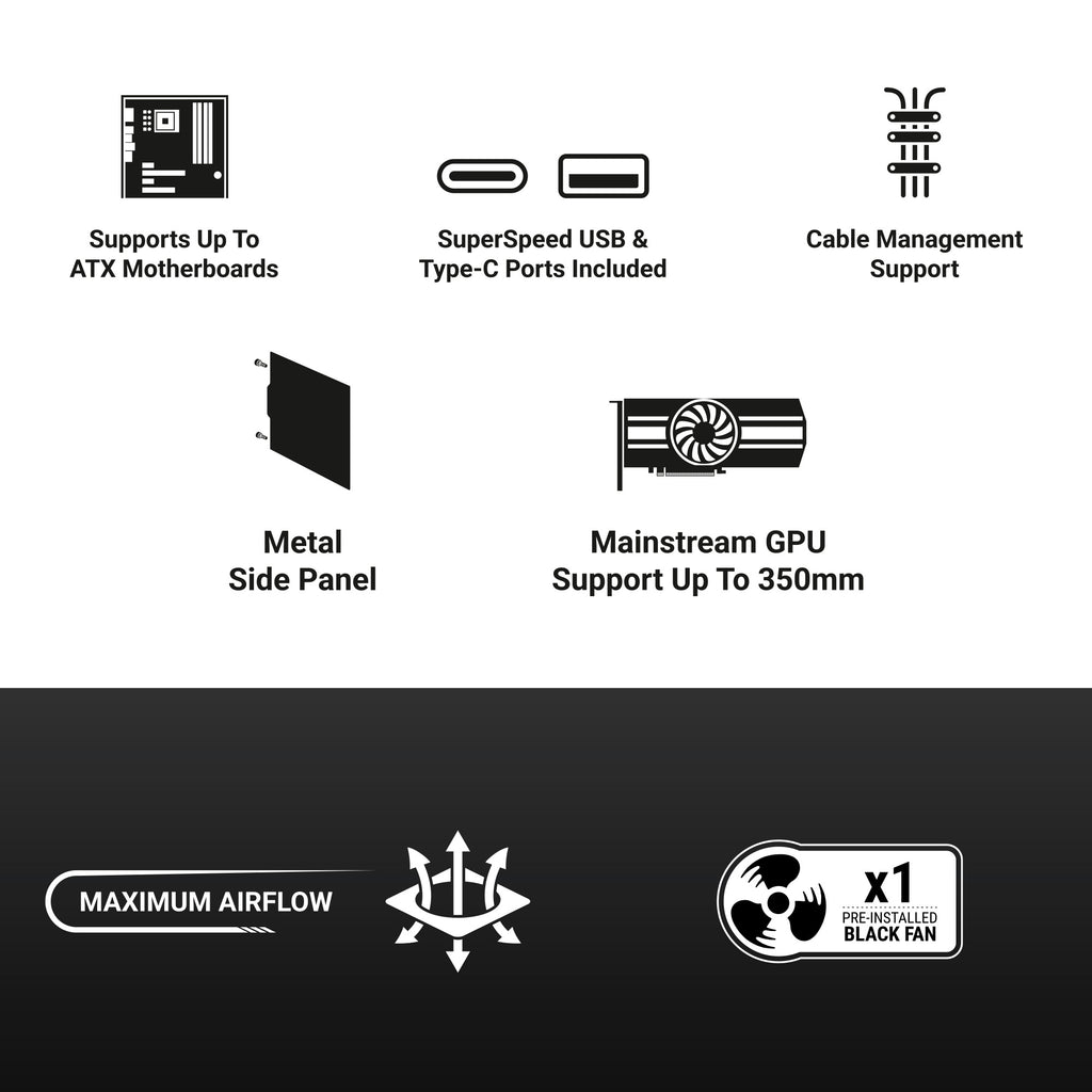 Ant Esports Chassis Si30 - Black ( Chassis Without Power Supply ) With Type C Port