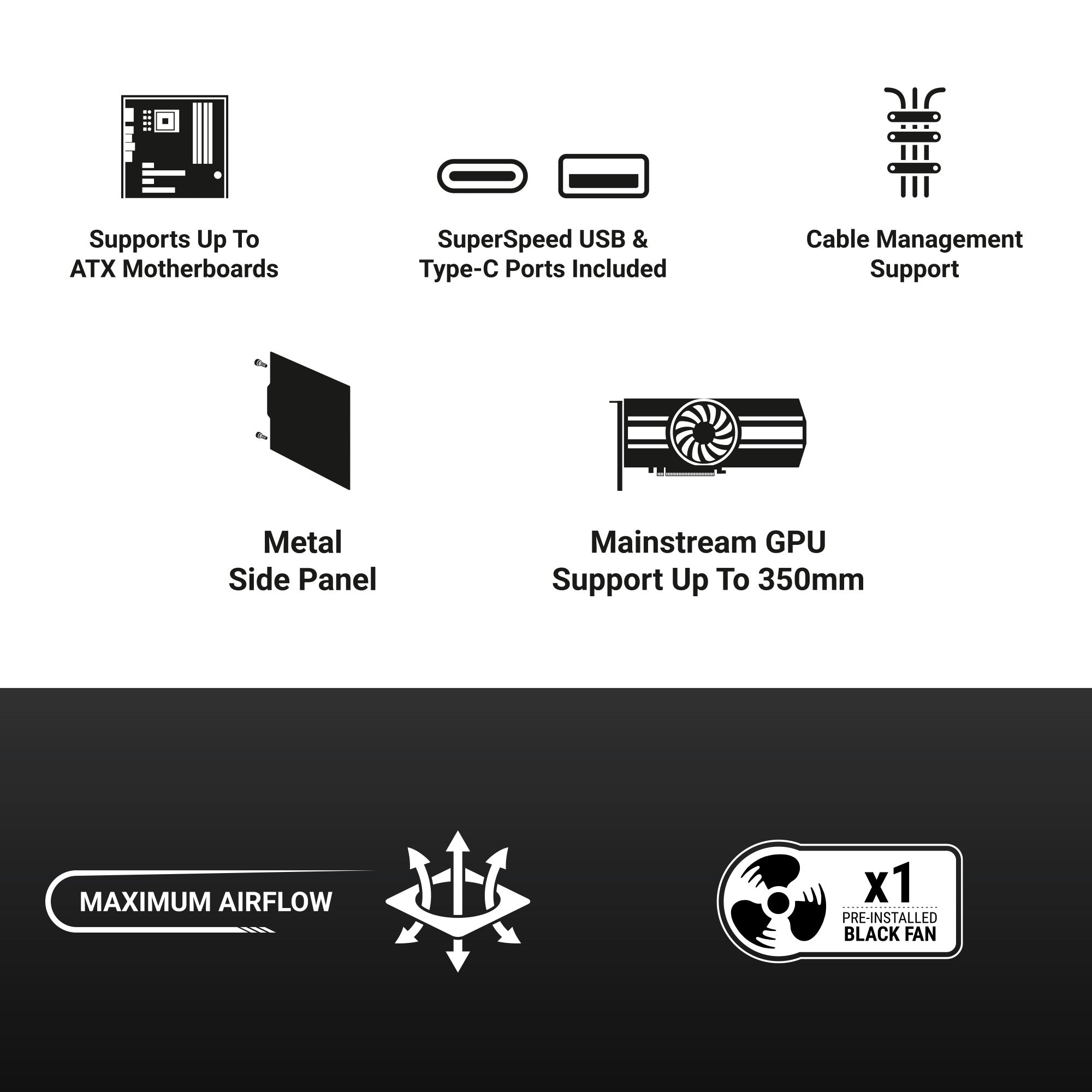 Ant Esports Chassis Si30 - Black ( Chassis Without Power Supply ) With Type C Port
