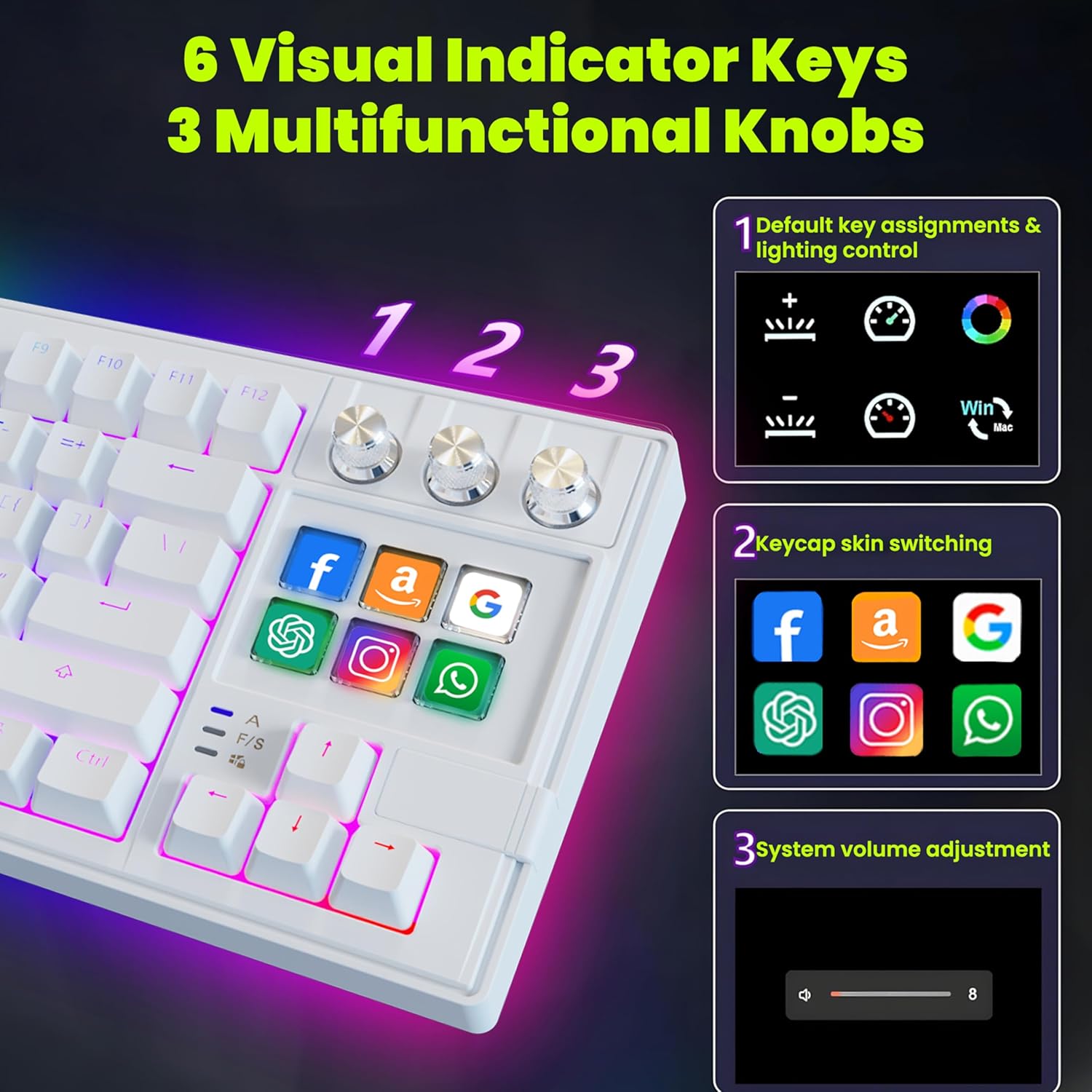 ANT EPSORTS –WIRED RGB STREAM DECK MECHANICAL KEYBOARD WHITE – APEX 400 - Pakshal Impex