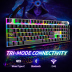 ANT ESPORTS - 3 IN 1 WIRELESS RGB MECHANICAL KEYBOARD FULL SIZE BROWN SWITCH BLACK - MK4400 PRO - Pakshal Impex
