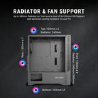 ANT ESPORTS CABINET ARGB WITH GLASS FRONT PANEL & 6 FAN BLACK - ICE 270G 6F - Pakshal Impex