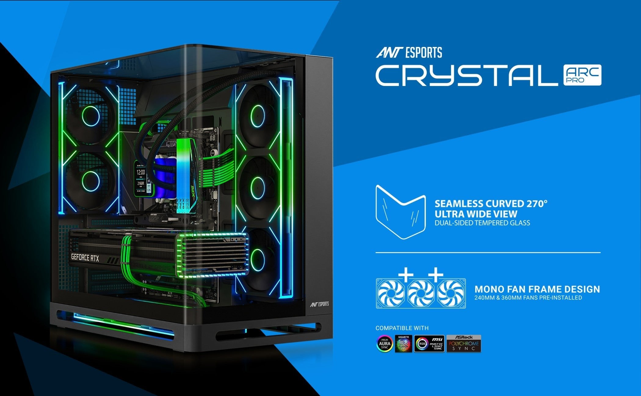 ANT ESPORTS CABINET BLACK - CRYSTAL ARC PRO - Pakshal Impex