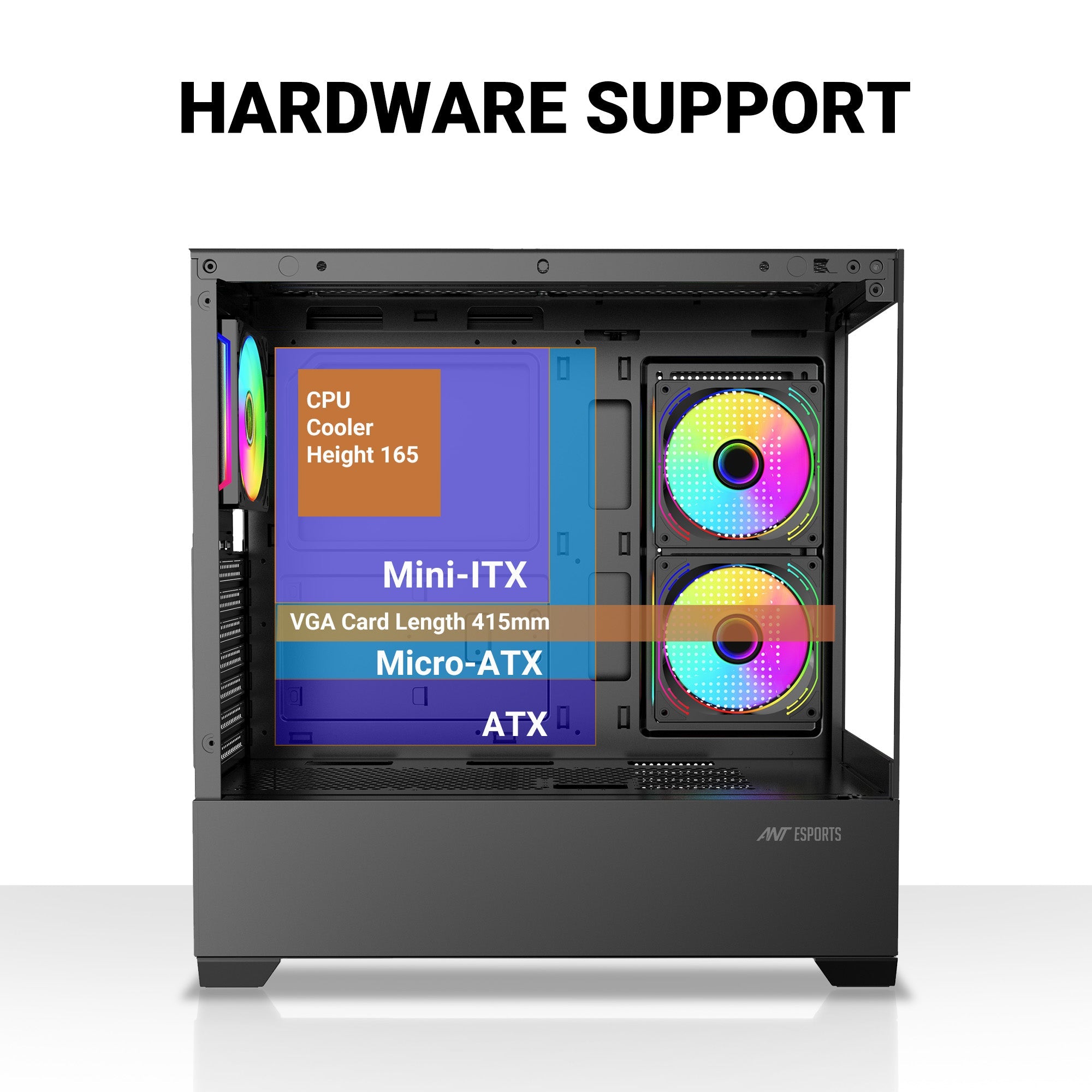 ANT ESPORTS CABINET BLACK - CRYSTAL Z3 - Pakshal Impex