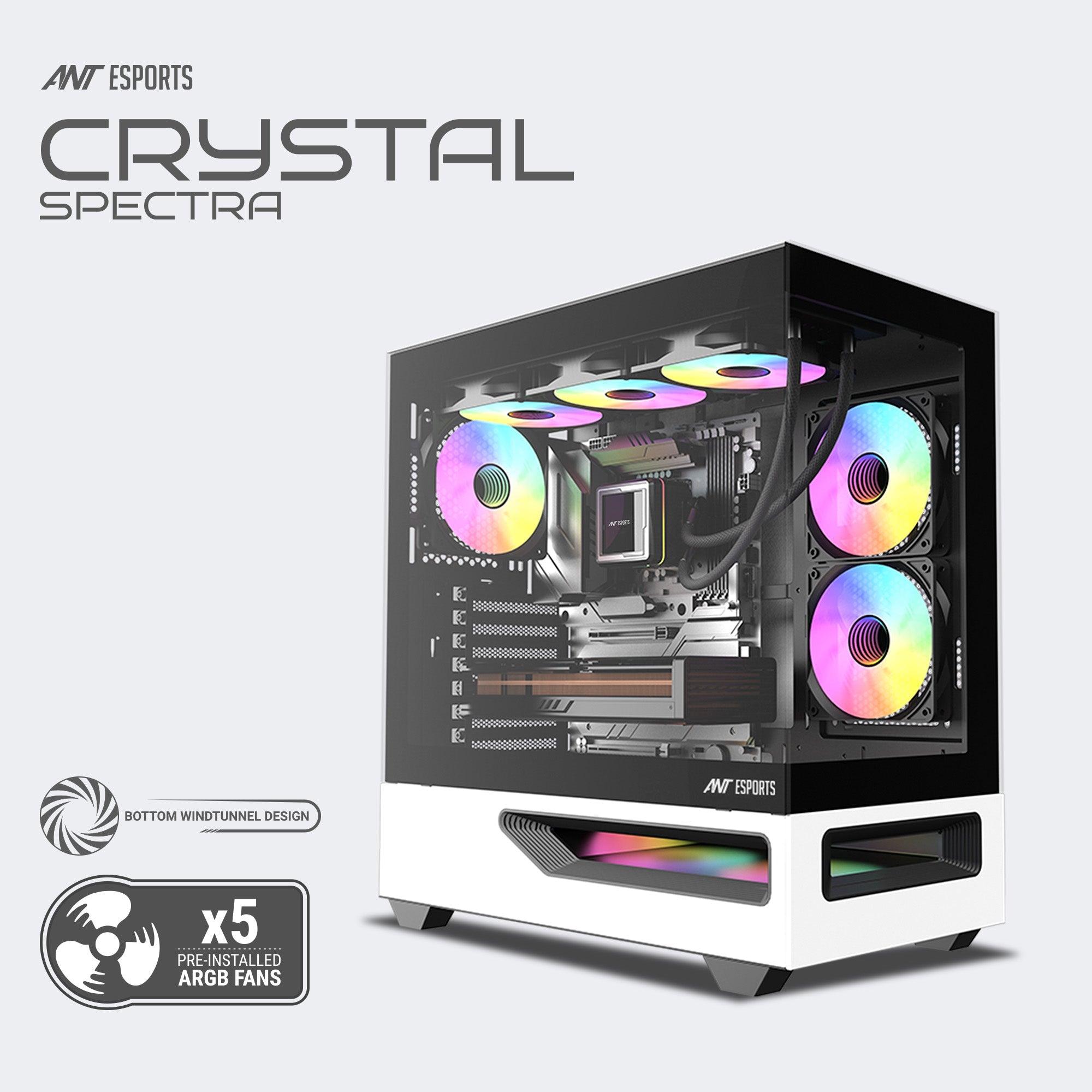 ANT ESPORTS CABINET BLACK & WHITE - CRYSTAL SPECTRA - Pakshal Impex