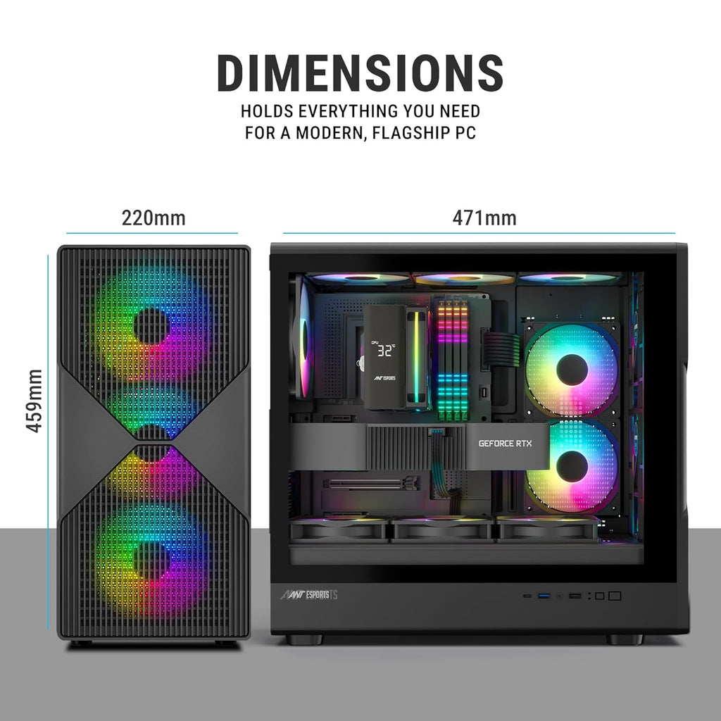 ANT ESPORTS CABINET WITH ARGB FAN BLACK – TITAN FE - Pakshal Impex