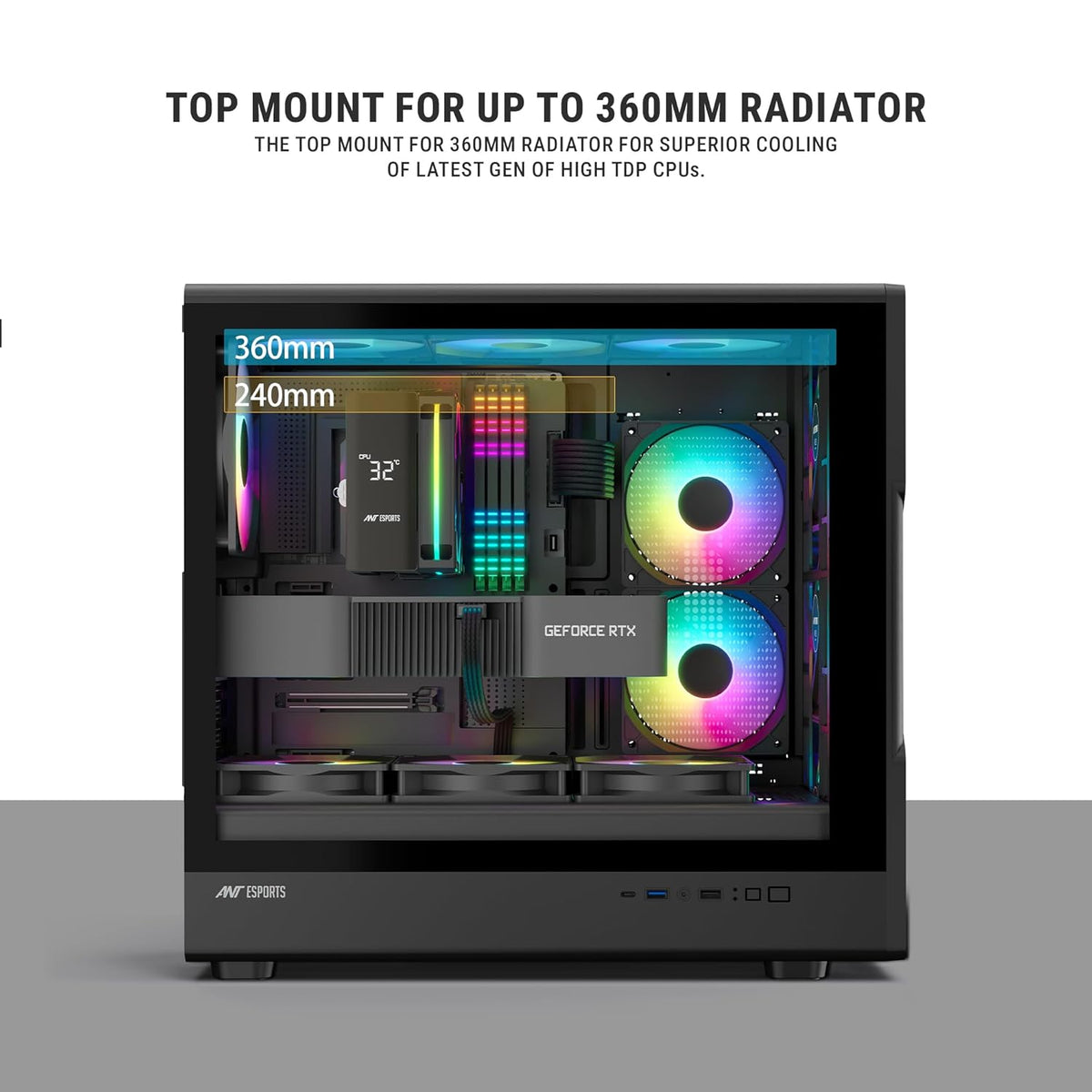 ANT ESPORTS CABINET WITH ARGB FAN BLACK – TITAN FE - Pakshal Impex
