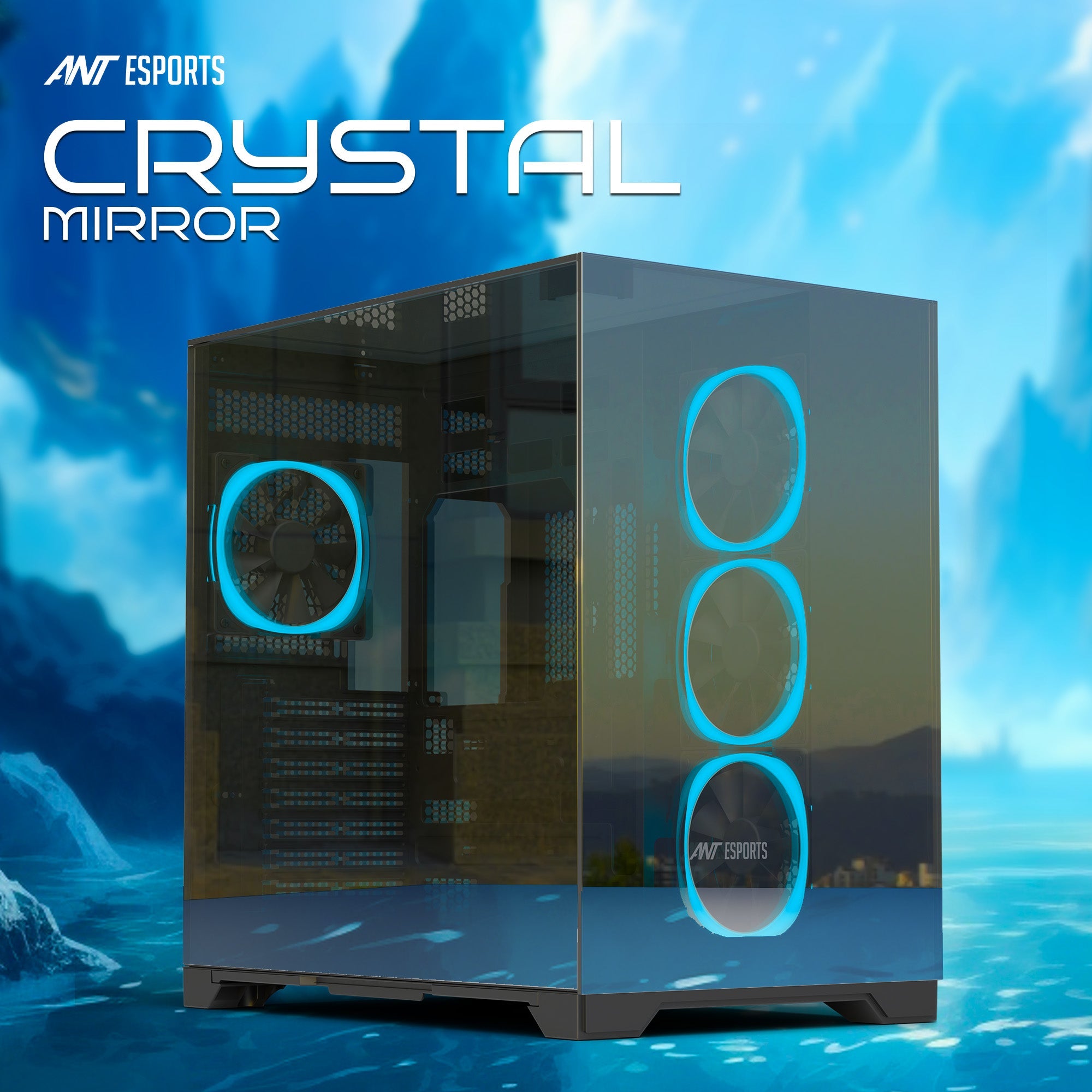 Ant Esports Chassis Crystal Mirror - Black ( Chassis Without Power Supply ) - Pakshal Impex