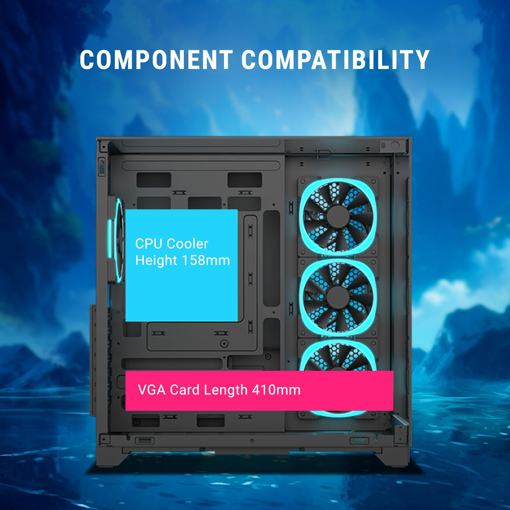 Ant Esports Chassis Crystal Mirror - Black ( Chassis Without Power Supply ) - Pakshal Impex
