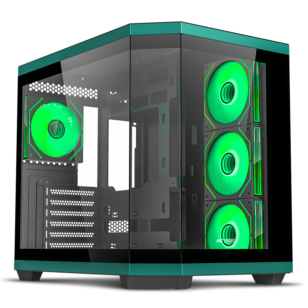 Ant Esports Chassis CRYSTAL X11 Green ( Chassis Without Power Supply ) - Pakshal Impex