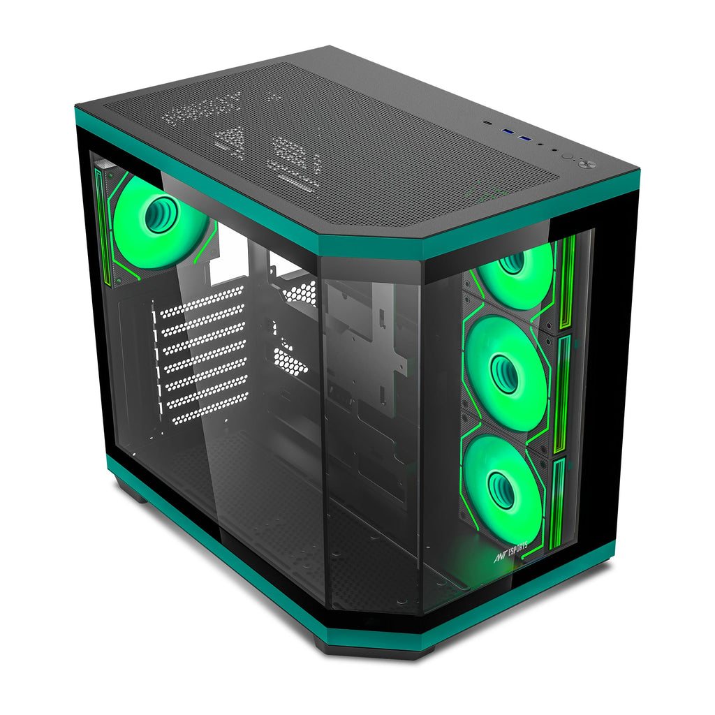 Ant Esports Chassis CRYSTAL X11 Green ( Chassis Without Power Supply ) - Pakshal Impex