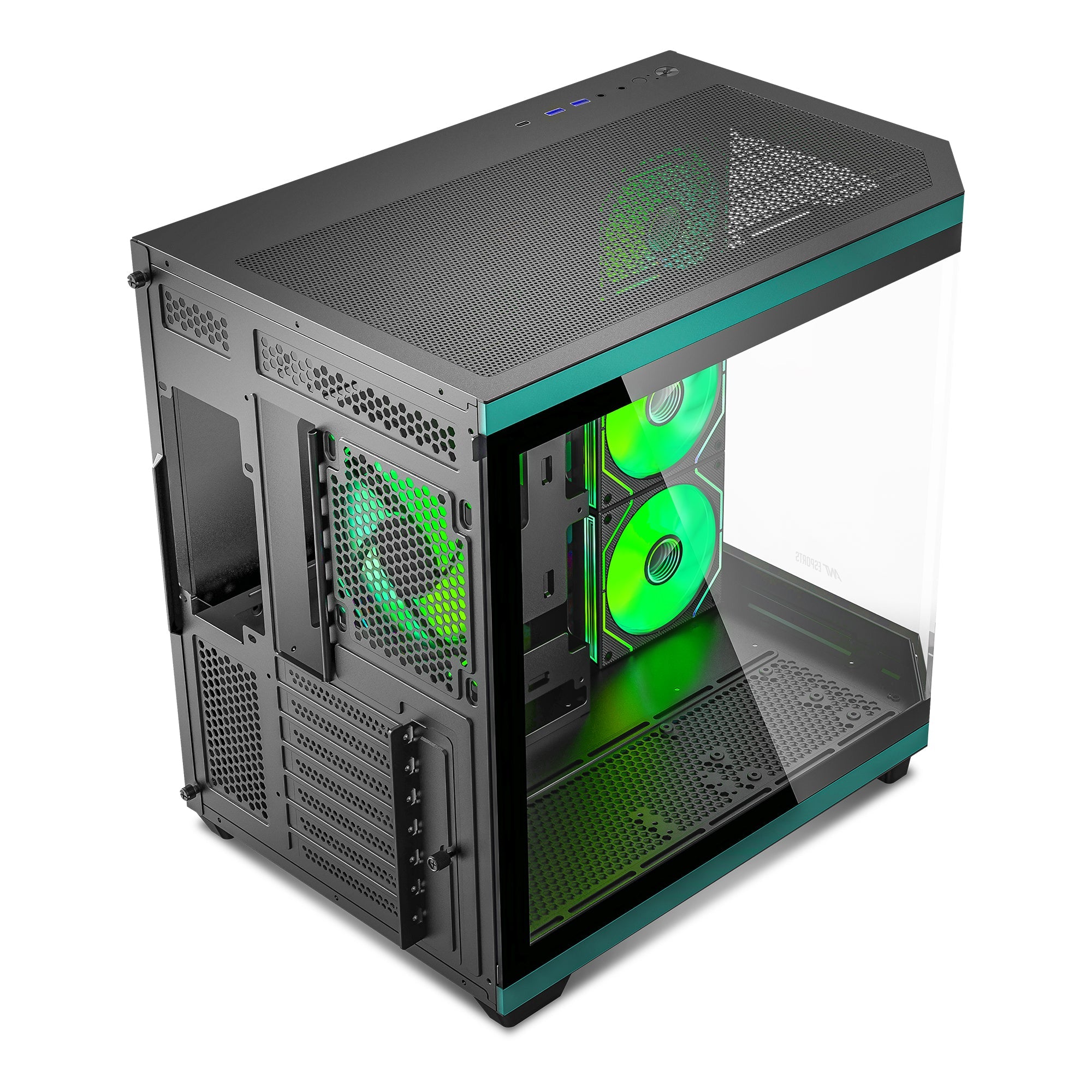 Ant Esports Chassis CRYSTAL X11 Green ( Chassis Without Power Supply ) - Pakshal Impex