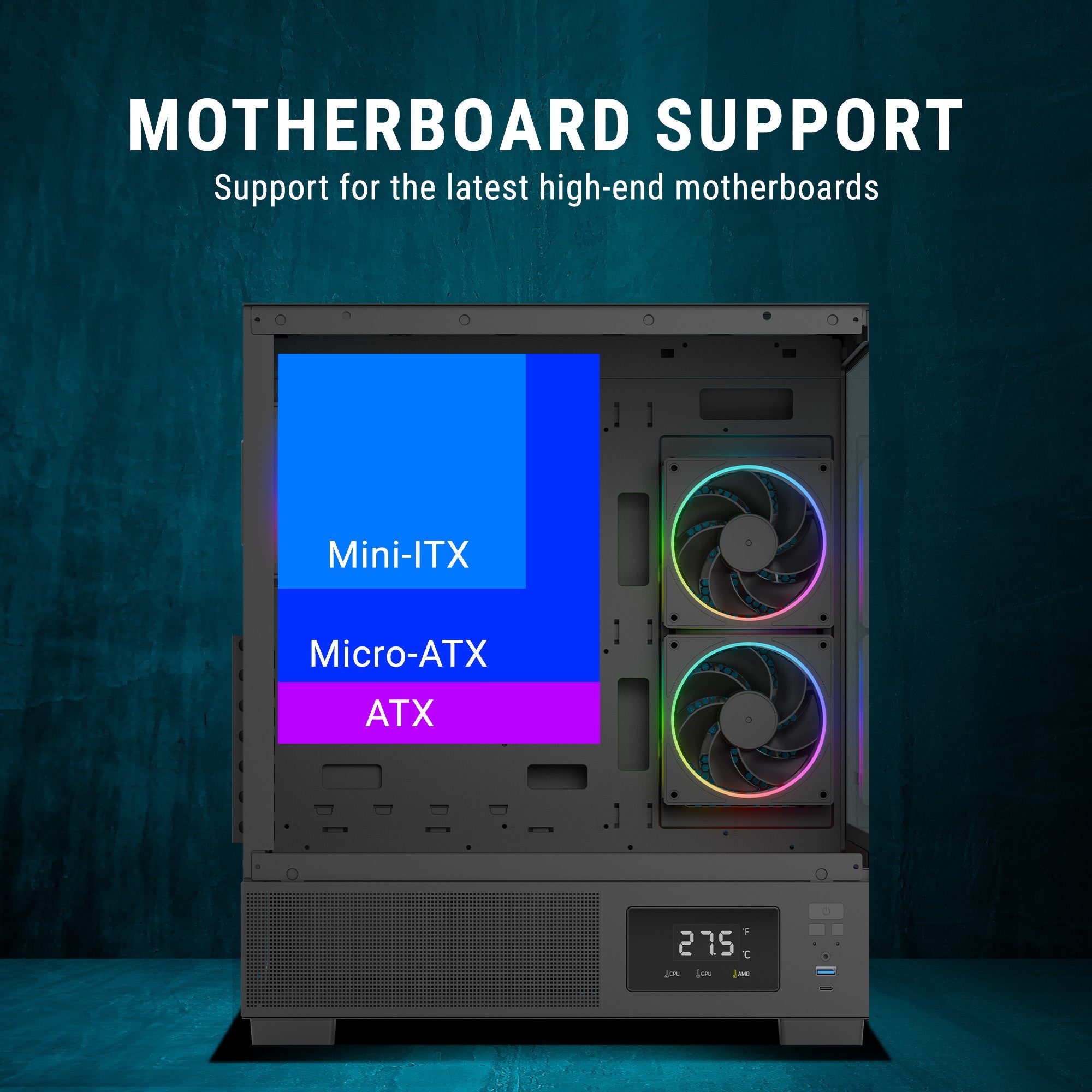 Ant Esports Chassis Crystal X3 LCD - Black ( Chassis Without Power Supply ) - Pakshal Impex