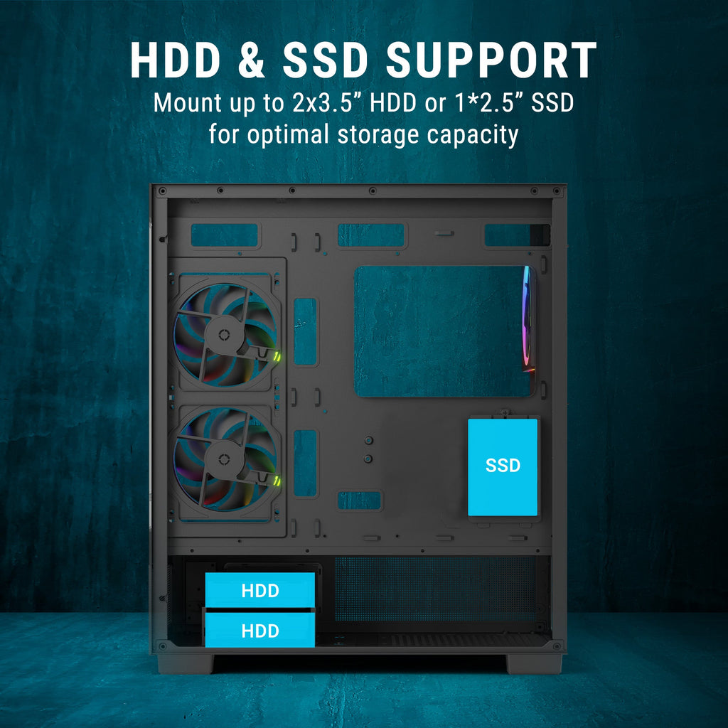 Ant Esports Chassis Crystal X3 LCD - Black ( Chassis Without Power Supply ) - Pakshal Impex
