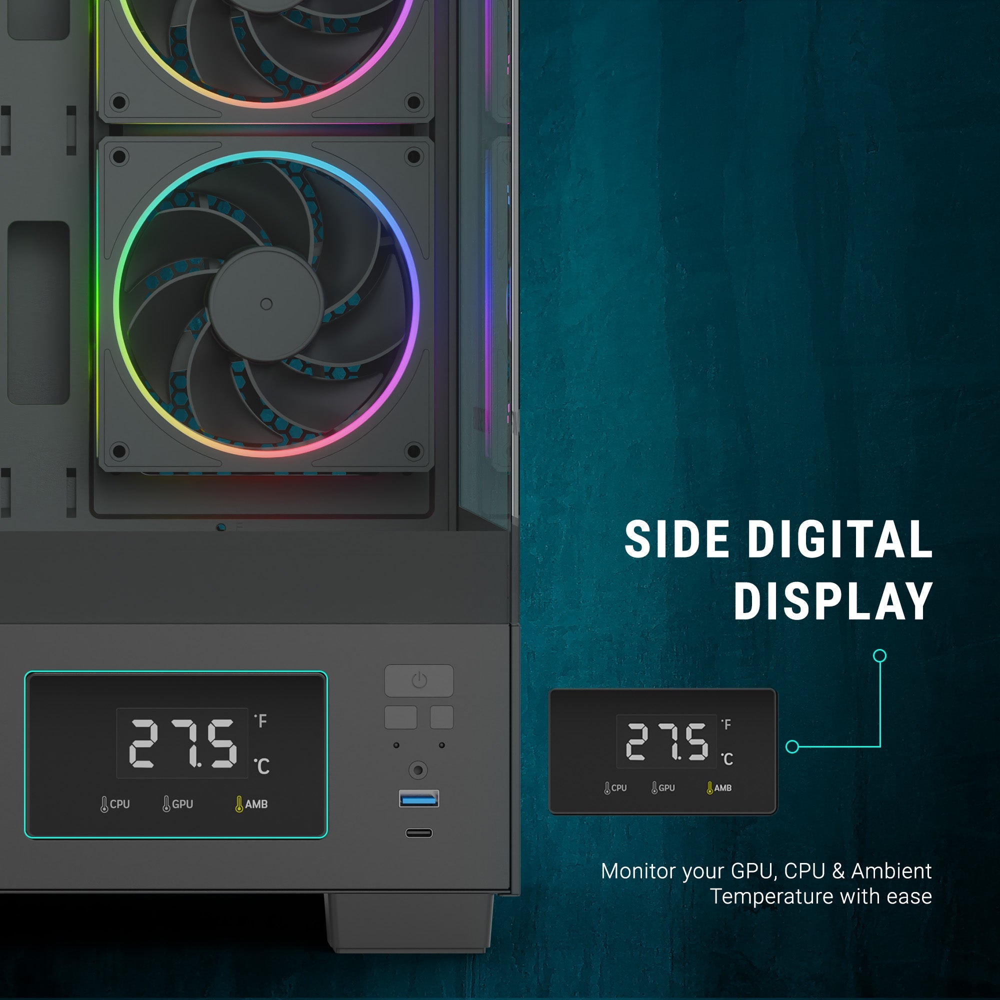 Ant Esports Chassis Crystal X3 LCD - Black ( Chassis Without Power Supply ) - Pakshal Impex