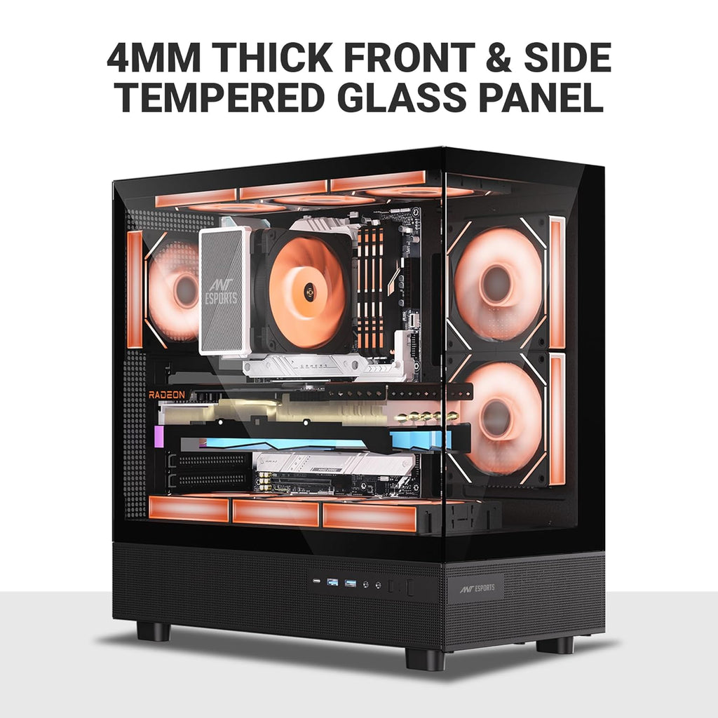 Ant Esports Chassis Crystal X6 -Black ( Chassis Without Power Supply ) - Pakshal Impex