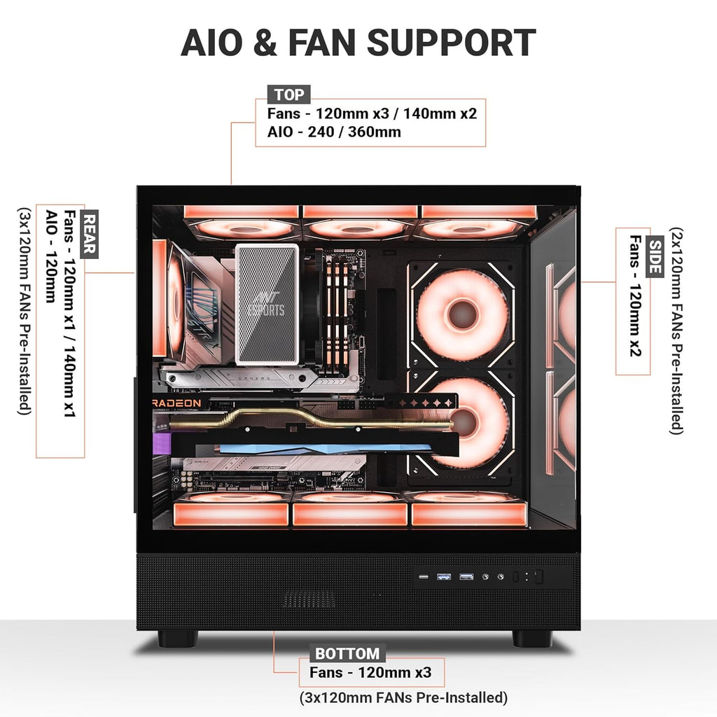 Ant Esports Chassis Crystal X6 -Black ( Chassis Without Power Supply ) - Pakshal Impex