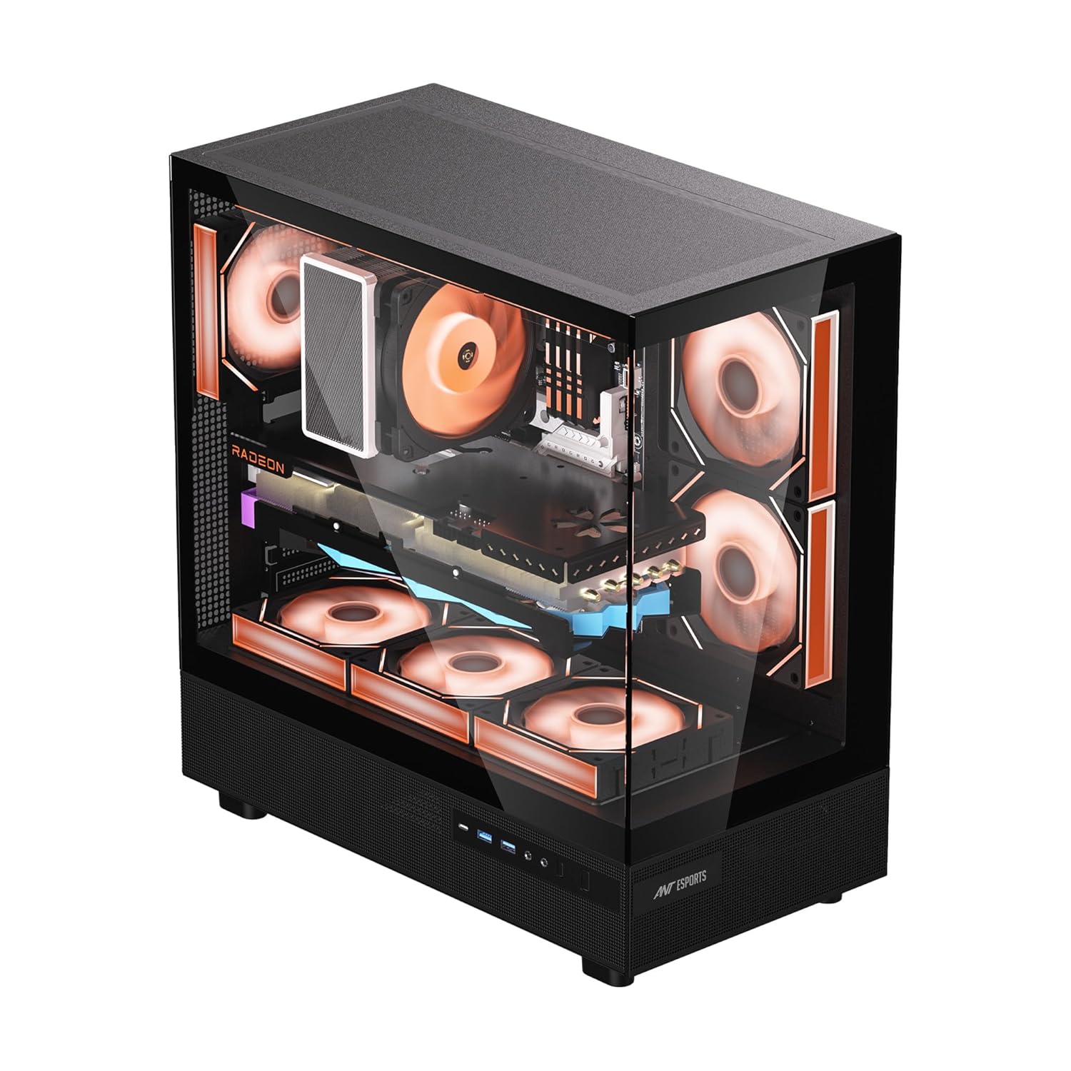 Ant Esports Chassis Crystal X6 -Black ( Chassis Without Power Supply ) - Pakshal Impex