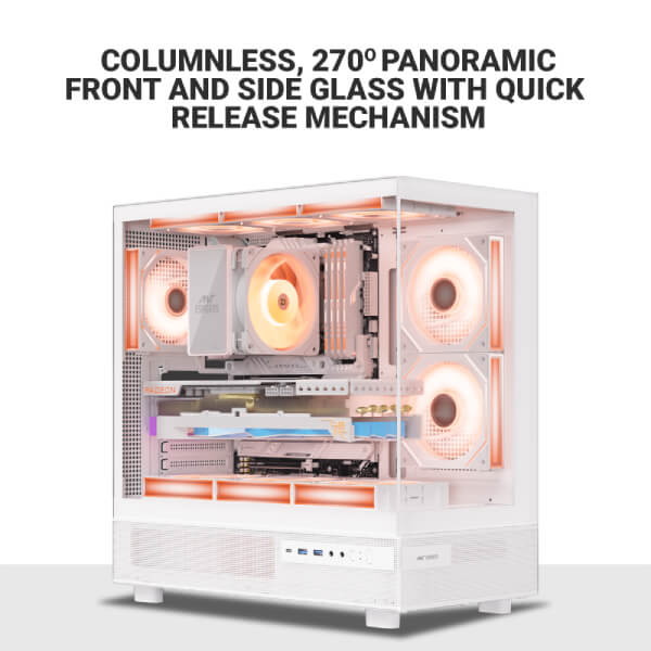 Ant Esports Chassis Crystal X6 -White ( Chassis Without Power Supply ) - Pakshal Impex