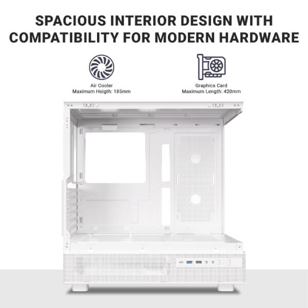 Ant Esports Chassis Crystal X6 -White ( Chassis Without Power Supply ) - Pakshal Impex