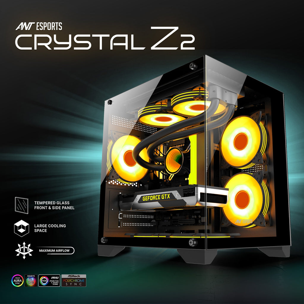 Ant Esports Chassis CRYSTAL Z2 Black ( Chassis Without Power Supply ) - Pakshal Impex