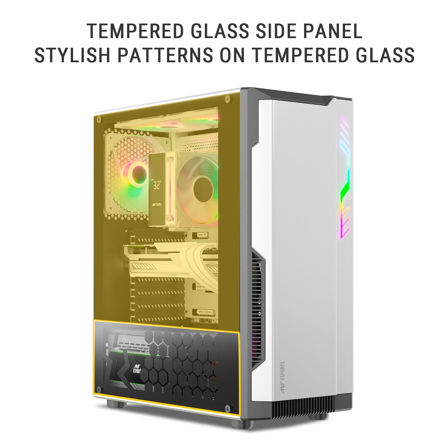 Ant Esports Chassis Eclipse - White Black ( Chassis Without Power Supply ) - Pakshal Impex