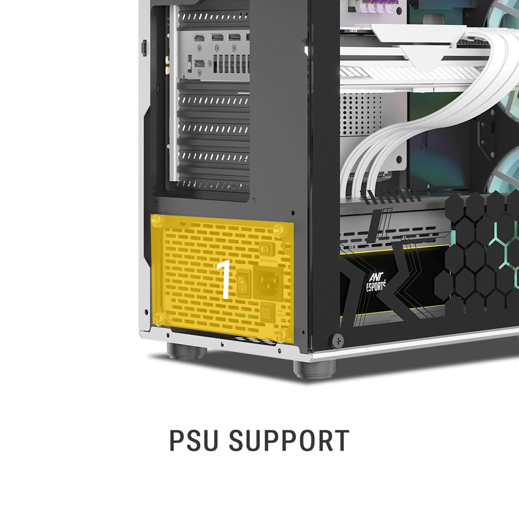 Ant Esports Chassis Eclipse - White Black ( Chassis Without Power Supply ) - Pakshal Impex
