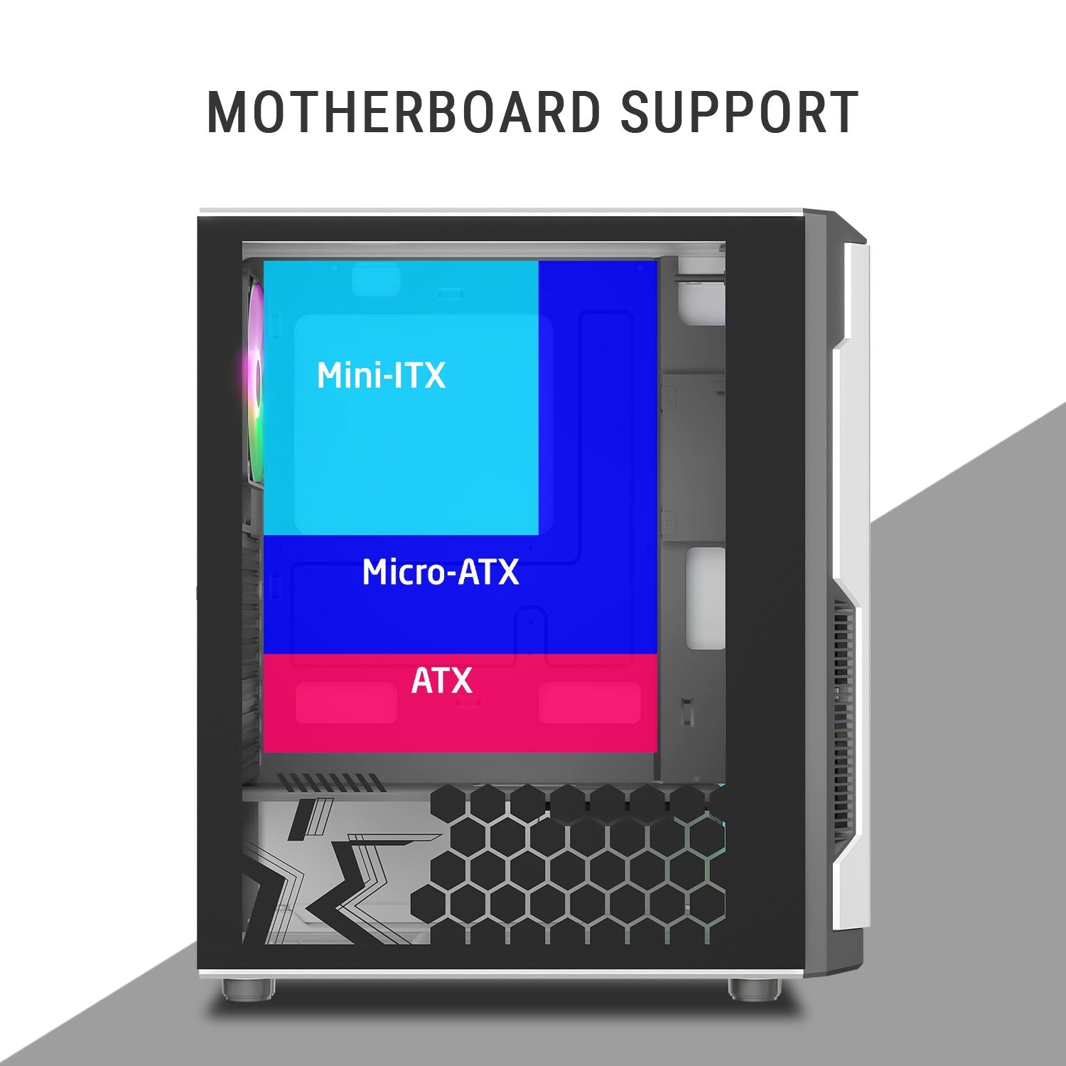 Ant Esports Chassis Eclipse - White Black ( Chassis Without Power Supply ) - Pakshal Impex