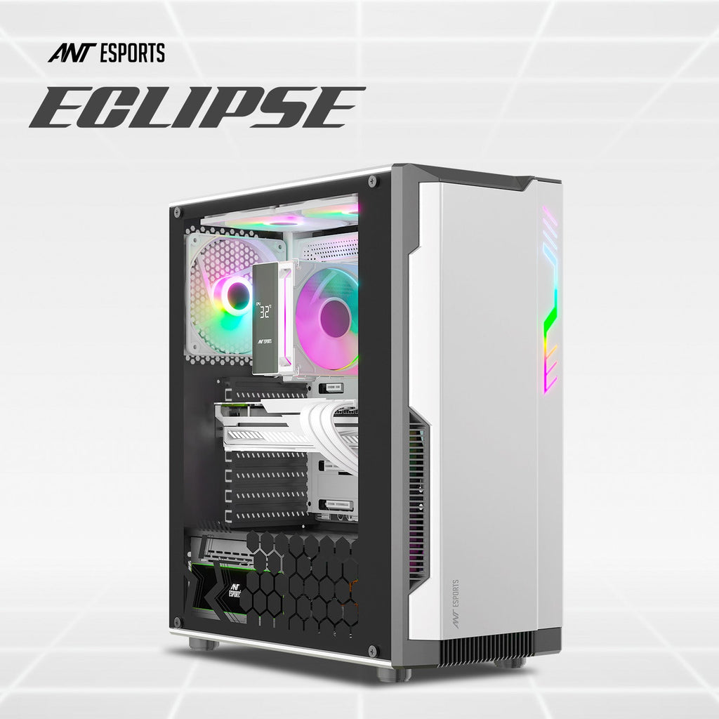 Ant Esports Chassis Eclipse - White Black ( Chassis Without Power Supply ) - Pakshal Impex