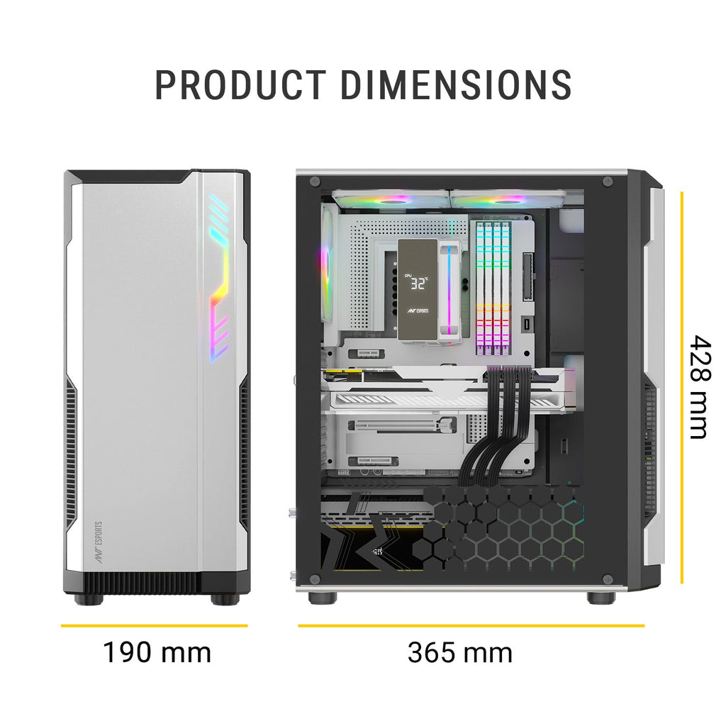 Ant Esports Chassis Eclipse - White Black ( Chassis Without Power Supply ) - Pakshal Impex