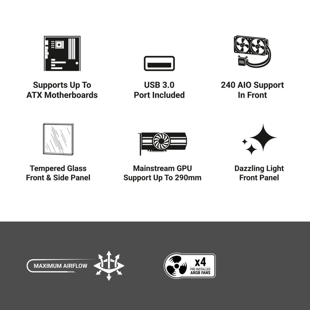Ant Esports Chassis Eclipse - White Black ( Chassis Without Power Supply ) - Pakshal Impex