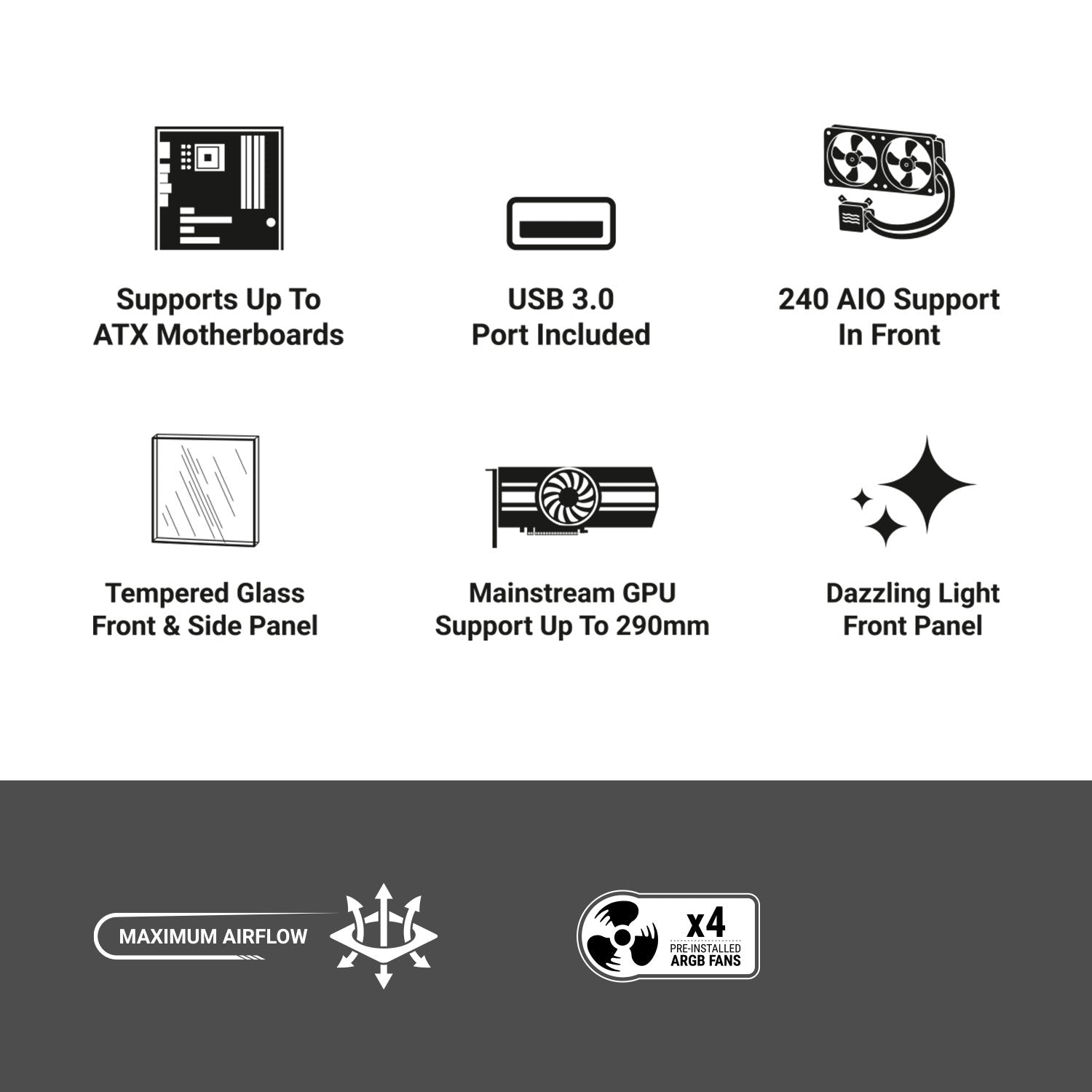 Ant Esports Chassis Eclipse - White Black ( Chassis Without Power Supply ) - Pakshal Impex