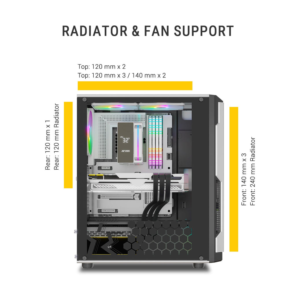 Ant Esports Chassis Eclipse - White Black ( Chassis Without Power Supply ) - Pakshal Impex