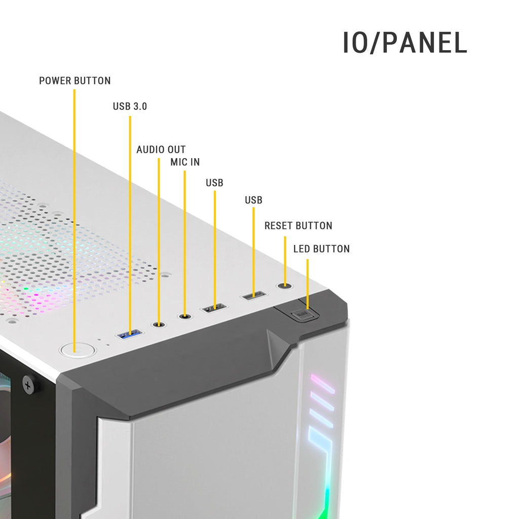 Ant Esports Chassis Eclipse - White Black ( Chassis Without Power Supply ) - Pakshal Impex
