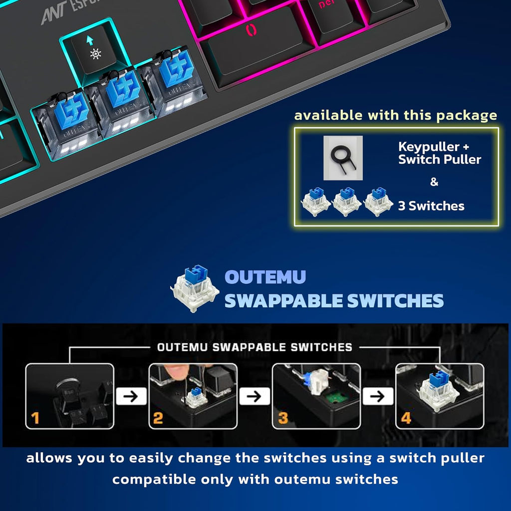 ANT ESPORTS KEYBOARD BLUE SWITCHES - MK1850 - Pakshal Impex