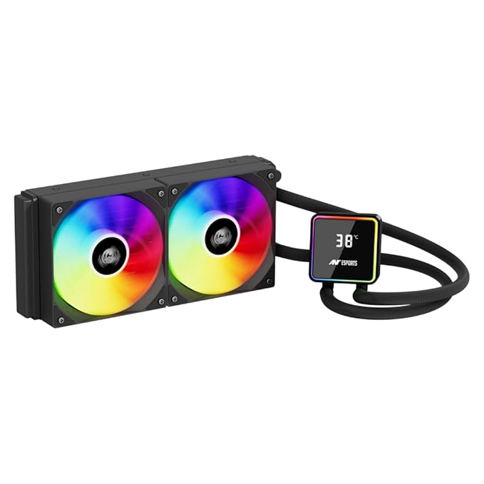 ANT ESPORTS LIQUID COOLER ARGB 240MM WITH DIGITAL TEMPERATURE DISPLAY BLACK - ICE STORM 240 - Pakshal Impex