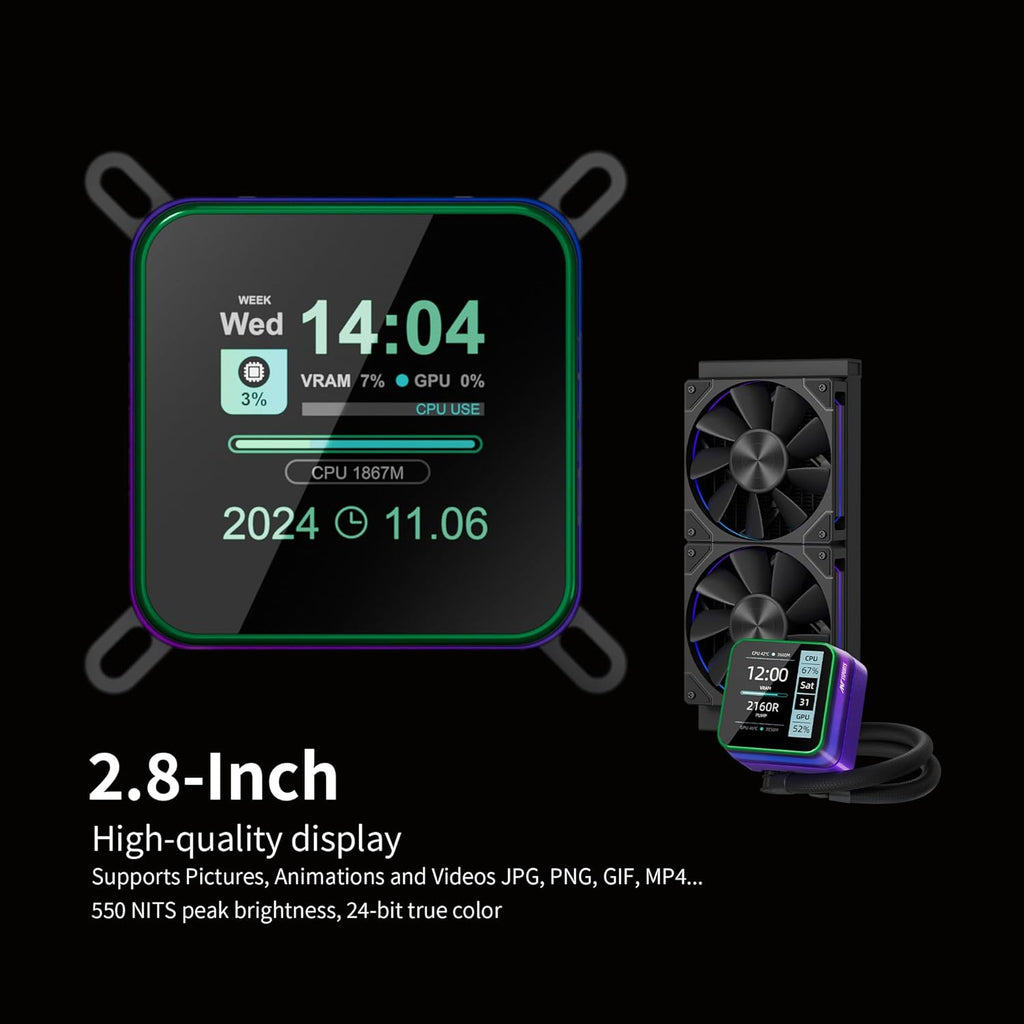 ANT ESPORTS LIQUID COOLER ARGB 360MM WITH 2.8 INCH LCD DISPLAY BLACK - GLACIUS 360D - Pakshal Impex
