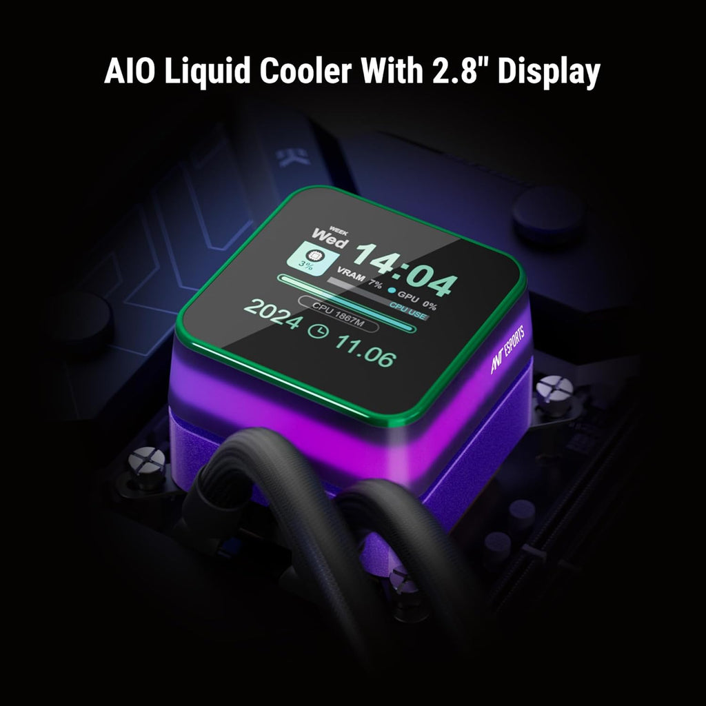 ANT ESPORTS LIQUID COOLER ARGB 360MM WITH 2.8 INCH LCD DISPLAY BLACK - GLACIUS 360D - Pakshal Impex