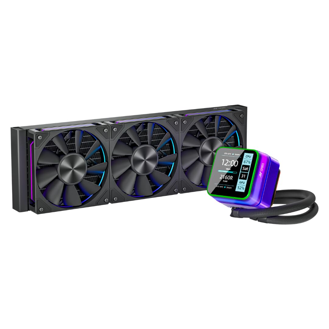 ANT ESPORTS LIQUID COOLER ARGB 360MM WITH 2.8 INCH LCD DISPLAY BLACK - GLACIUS 360D - Pakshal Impex